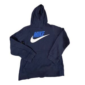 Nike navy blue hoodie with front center pockets boys medium